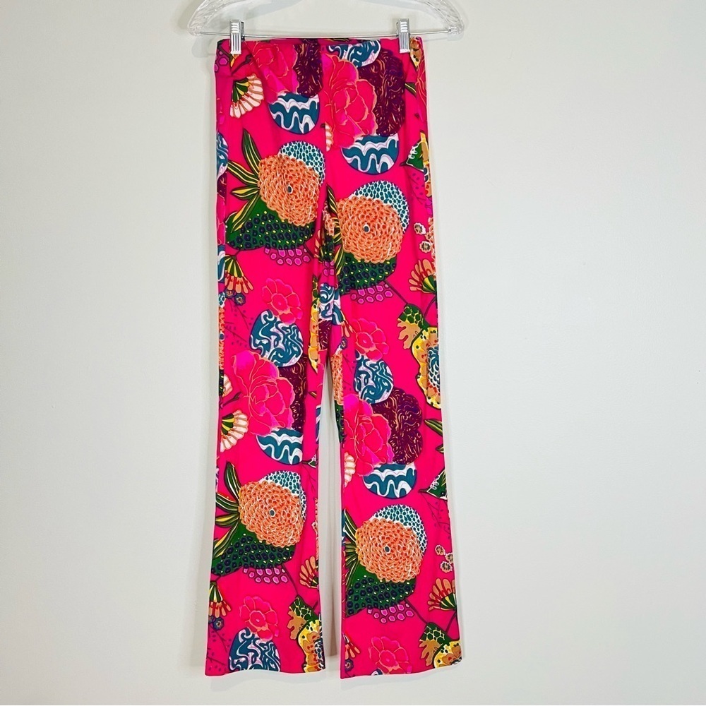 FITZROY & WILLA pink all over botanical print straight leg pant size XSMALL
